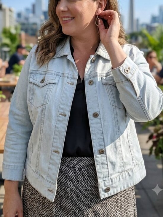 Chico's Jackets & Blazers - Chico's Platinum Light Wash Denim Jacket - Size 3 (Fits XL / 16)